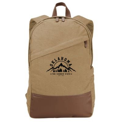 Oklahoma The Sooner State Est 1907 Vintage Mountains Gift Cotton Canvas Backpack