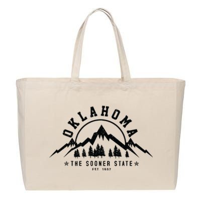 Oklahoma The Sooner State Est 1907 Vintage Mountains Gift Cotton Canvas Jumbo Tote