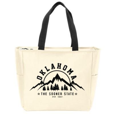 Oklahoma The Sooner State Est 1907 Vintage Mountains Gift Zip Tote Bag