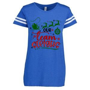 Our Team Sleighs Reindeer Santa Claus Xmas Office Staff Enza Ladies Jersey Football T-Shirt