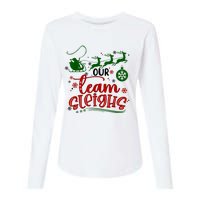 Our Team Sleighs Reindeer Santa Claus Xmas Office Staff Womens Cotton Relaxed Long Sleeve T-Shirt