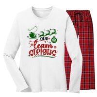 Our Team Sleighs Reindeer Santa Claus Xmas Office Staff Women's Long Sleeve Flannel Pajama Set 