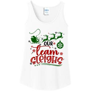 Our Team Sleighs Reindeer Santa Claus Xmas Office Staff Ladies Essential Tank