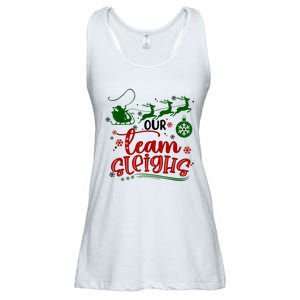 Our Team Sleighs Reindeer Santa Claus Xmas Office Staff Ladies Essential Flowy Tank