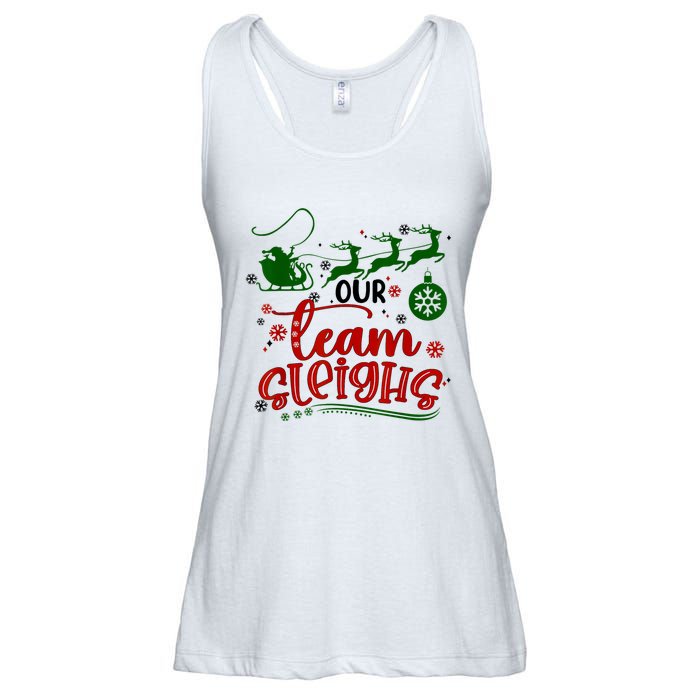 Our Team Sleighs Reindeer Santa Claus Xmas Office Staff Ladies Essential Flowy Tank