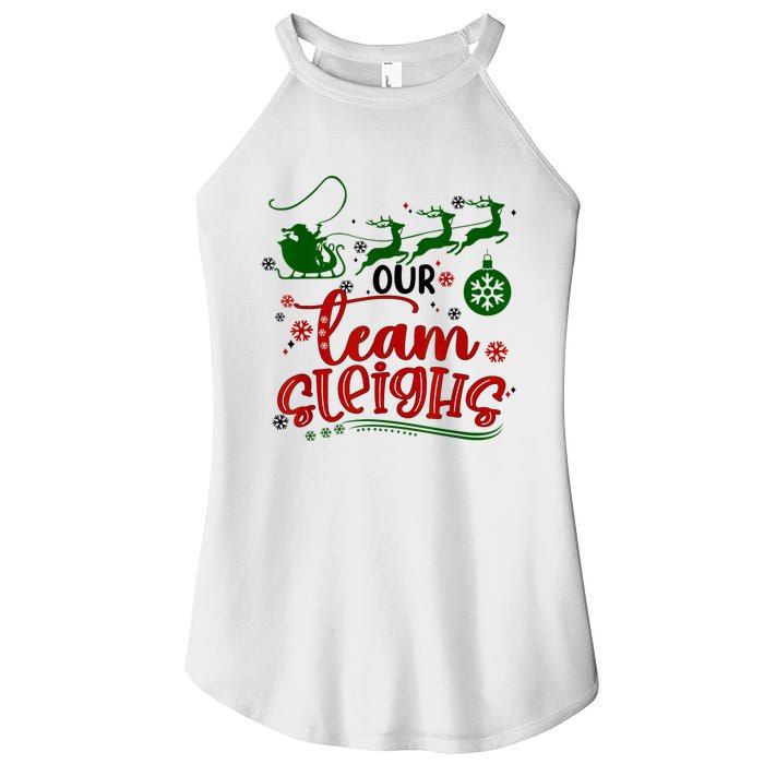 Our Team Sleighs Reindeer Santa Claus Xmas Office Staff Women's Perfect Tri Rocker Tank