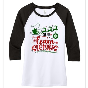 Our Team Sleighs Reindeer Santa Claus Xmas Office Staff Women's Tri-Blend 3/4-Sleeve Raglan Shirt