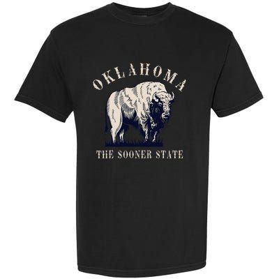 Oklahoma The Sooner State American Bison Buffalo Garment-Dyed Heavyweight T-Shirt