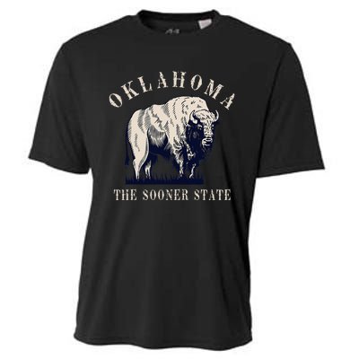 Oklahoma The Sooner State American Bison Buffalo Cooling Performance Crew T-Shirt