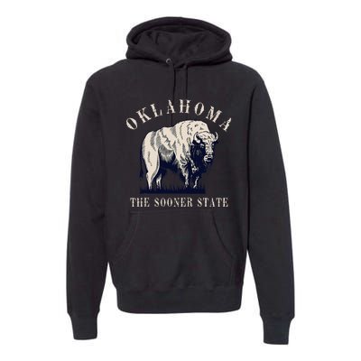 Oklahoma The Sooner State American Bison Buffalo Premium Hoodie