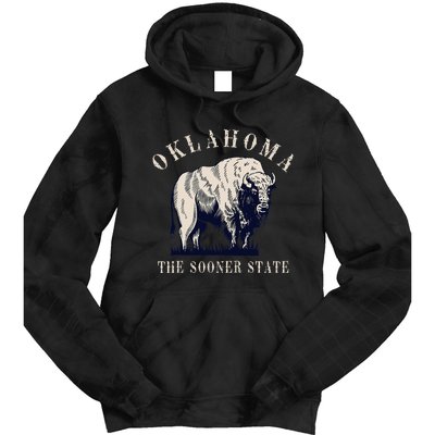 Oklahoma The Sooner State American Bison Buffalo Tie Dye Hoodie