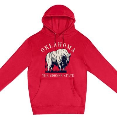 Oklahoma The Sooner State American Bison Buffalo Premium Pullover Hoodie