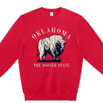 Oklahoma The Sooner State American Bison Buffalo Premium Crewneck Sweatshirt