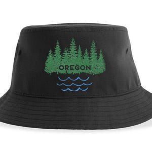 Oregon Trees Silhouette Nature Outdoorsy Sustainable Bucket Hat