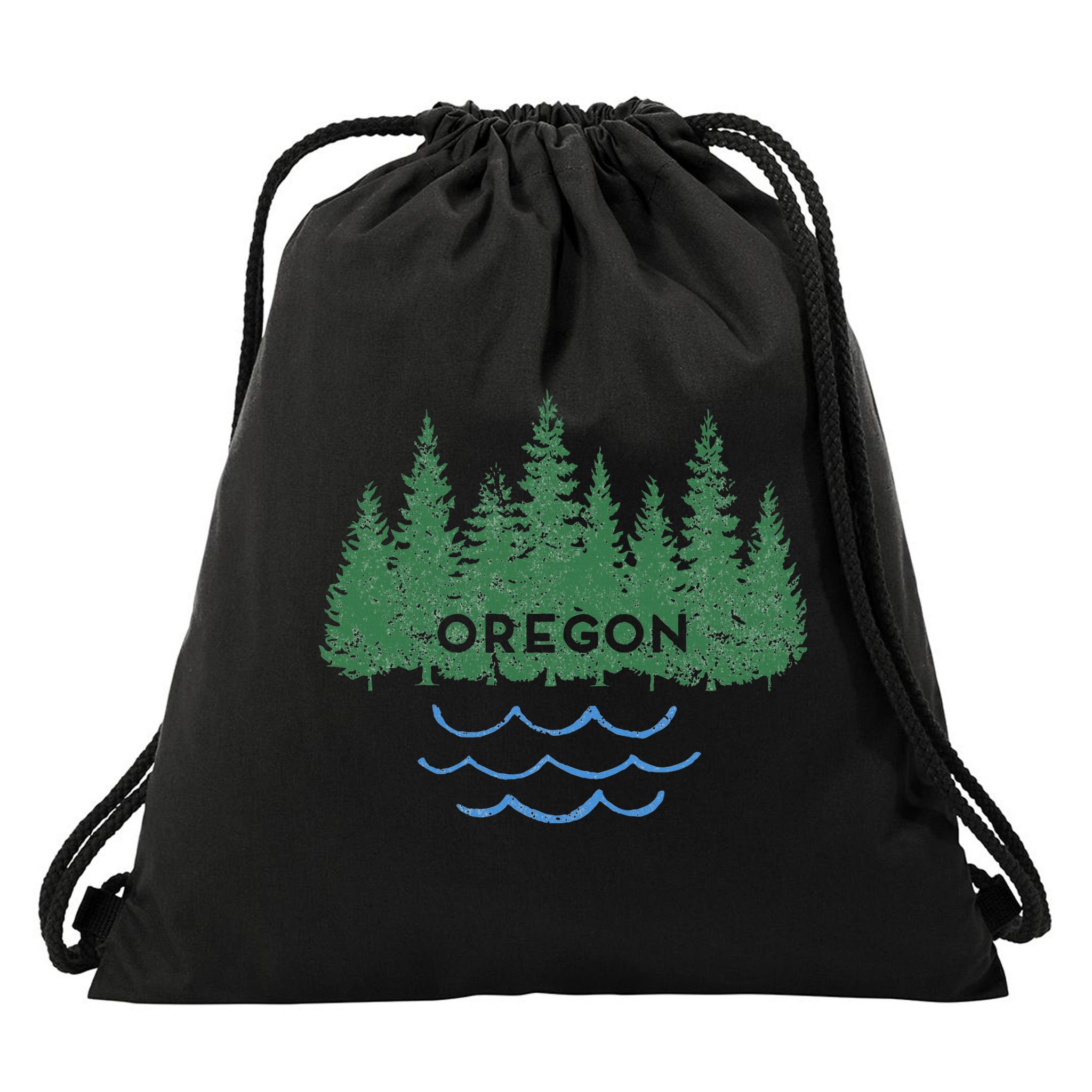 Oregon Trees Silhouette Nature Outdoorsy Drawstring Bag