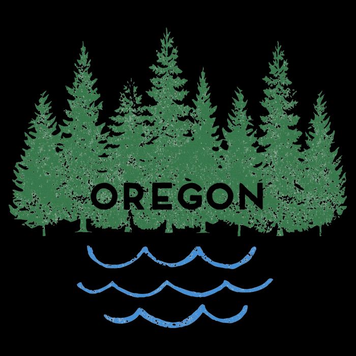 Oregon Trees Silhouette Nature Outdoorsy Drawstring Bag