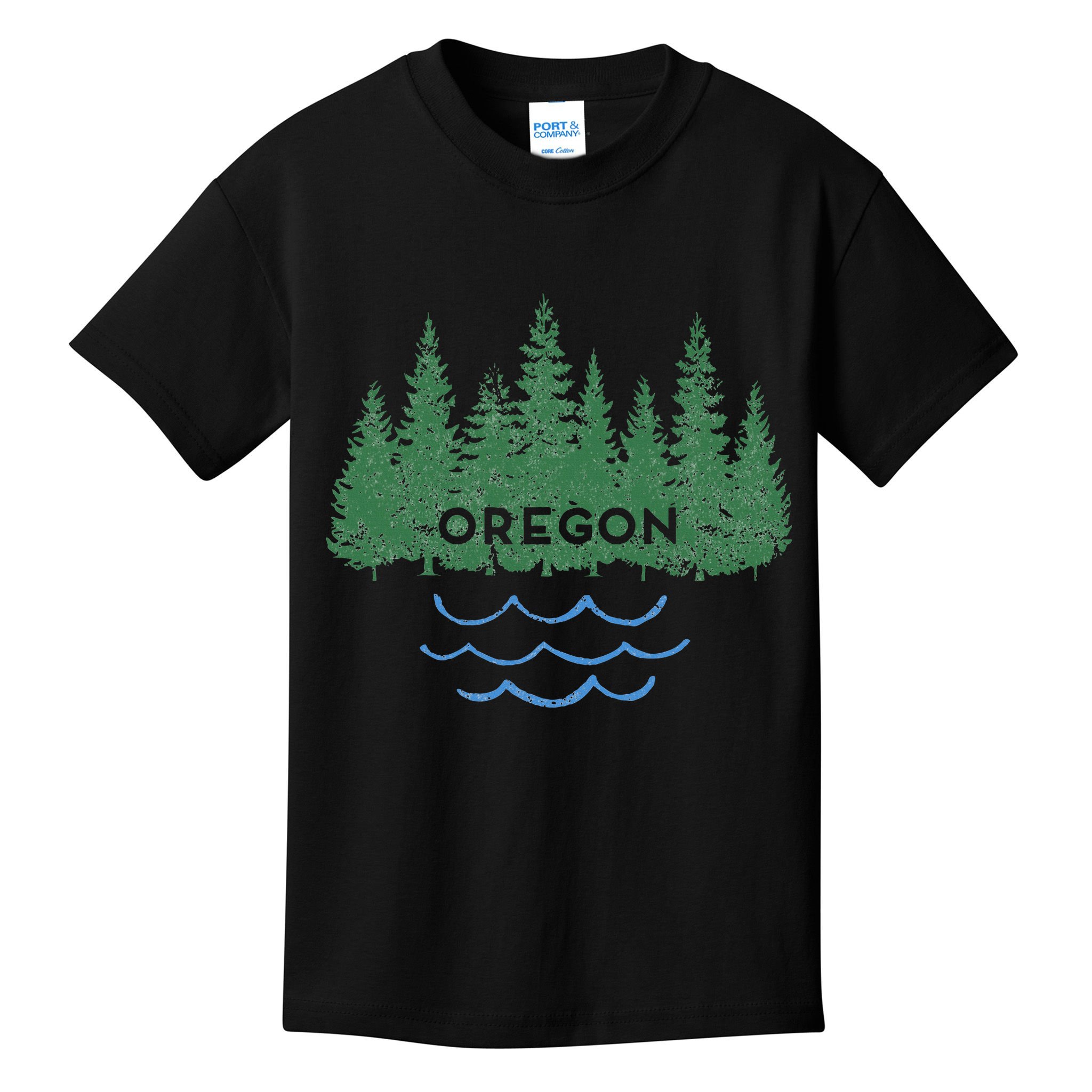 Oregon Trees Silhouette Nature Outdoorsy Kids T-Shirt