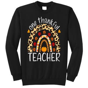 One Thankful Teacher Thanksgiving Rainbow Leopard Fall Sweatshirt