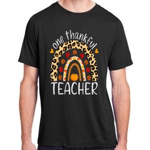 One Thankful Teacher Thanksgiving Rainbow Leopard Fall Adult ChromaSoft Performance T-Shirt