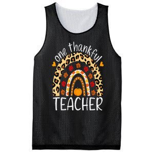 One Thankful Teacher Thanksgiving Rainbow Leopard Fall Mesh Reversible Basketball Jersey Tank