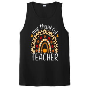 One Thankful Teacher Thanksgiving Rainbow Leopard Fall PosiCharge Competitor Tank