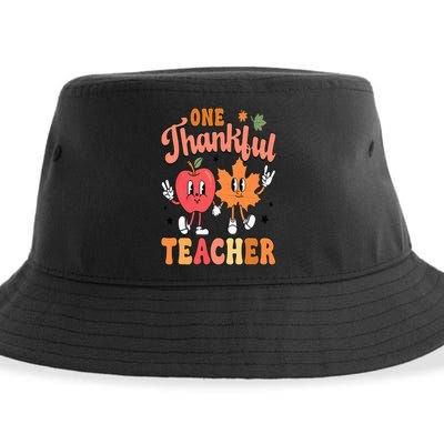 One Thankful Teacher Fall Leaves Thanksgiving Sustainable Bucket Hat