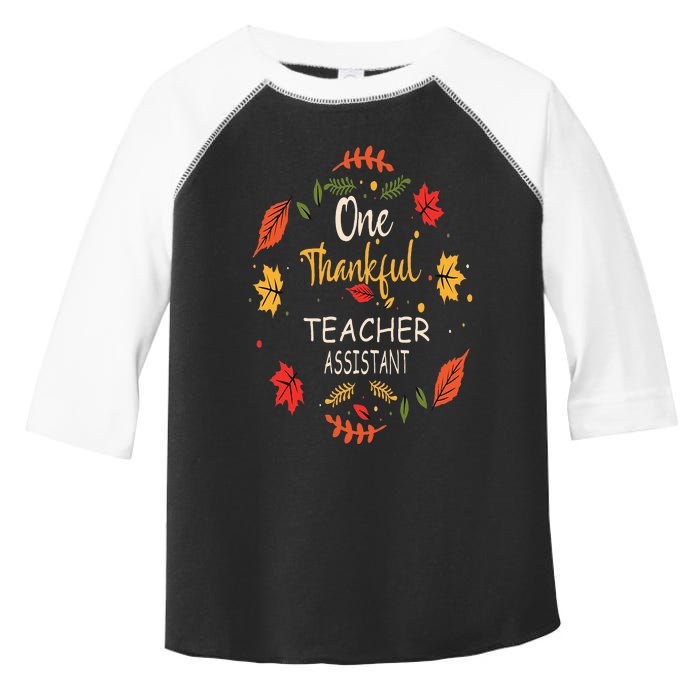 One Thankful Teacher Assistant Thanksgiving Gift Toddler Fine Jersey T-Shirt