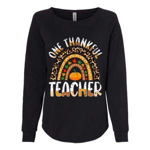 One Thankful Teacher Cute Thanksgiving Rainbow Leopard Fall Womens California Wash Sweatshirt