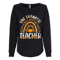 One Thankful Teacher Cute Thanksgiving Rainbow Leopard Fall Womens California Wash Sweatshirt