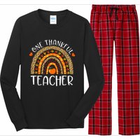 One Thankful Teacher Thanksgiving Rainbow Leopard Fall Funny Long Sleeve Pajama Set