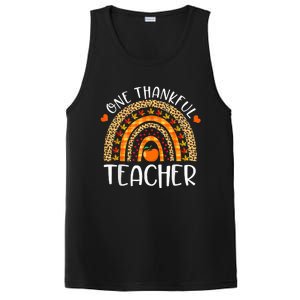 One Thankful Teacher Thanksgiving Rainbow Leopard Fall Funny PosiCharge Competitor Tank