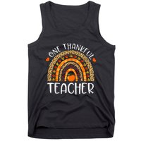 One Thankful Teacher Thanksgiving Rainbow Leopard Fall Funny Tank Top