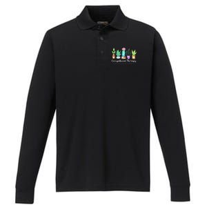 Occupational Therapy Therapist Ot Month Cactus Plant Funny Performance Long Sleeve Polo