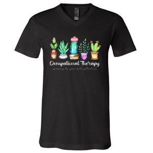 Occupational Therapy Therapist Ot Month Cactus Plant Funny V-Neck T-Shirt