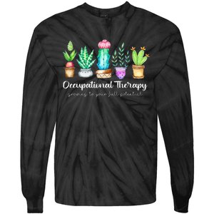 Occupational Therapy Therapist Ot Month Cactus Plant Funny Tie-Dye Long Sleeve Shirt