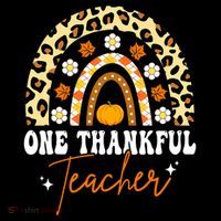One Thankful Teacher Thanksgiving Rainbow Leopard Fall Bucket Hat