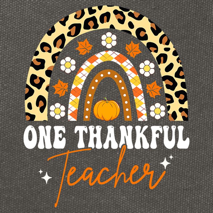 One Thankful Teacher Thanksgiving Rainbow Leopard Fall Cotton Canvas Backpack