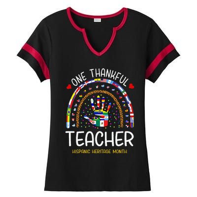 One Thankful Teacher Hispanic Heritage month Countries Flags Ladies Halftime Notch Neck Tee