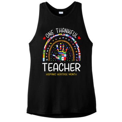 One Thankful Teacher Hispanic Heritage month Countries Flags Ladies PosiCharge Tri-Blend Wicking Tank