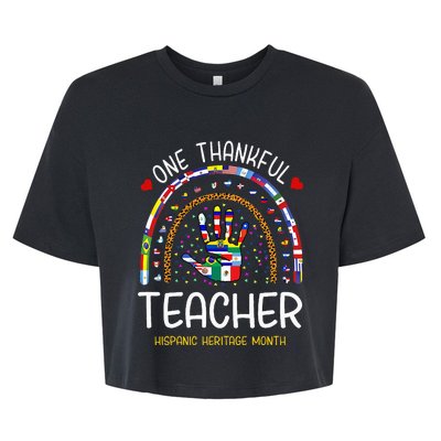 One Thankful Teacher Hispanic Heritage month Countries Flags Bella+Canvas Jersey Crop Tee