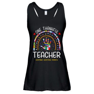 One Thankful Teacher Hispanic Heritage month Countries Flags Ladies Essential Flowy Tank