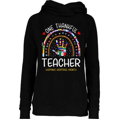 One Thankful Teacher Hispanic Heritage month Countries Flags Womens Funnel Neck Pullover Hood