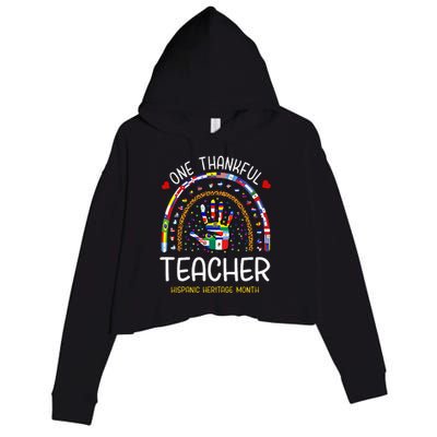 One Thankful Teacher Hispanic Heritage month Countries Flags Crop Fleece Hoodie