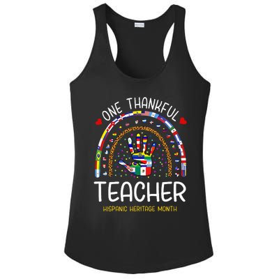 One Thankful Teacher Hispanic Heritage month Countries Flags Ladies PosiCharge Competitor Racerback Tank