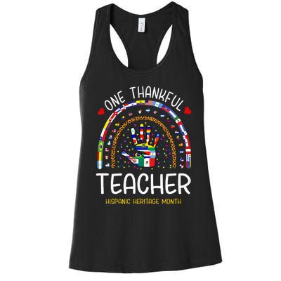 One Thankful Teacher Hispanic Heritage month Countries Flags Women's Racerback Tank