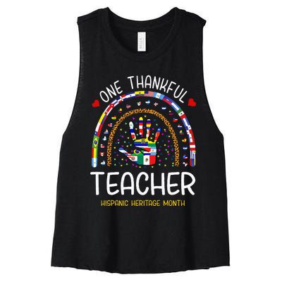 One Thankful Teacher Hispanic Heritage month Countries Flags Women's Racerback Cropped Tank