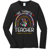 One Thankful Teacher Hispanic Heritage month Countries Flags Ladies Long Sleeve Shirt