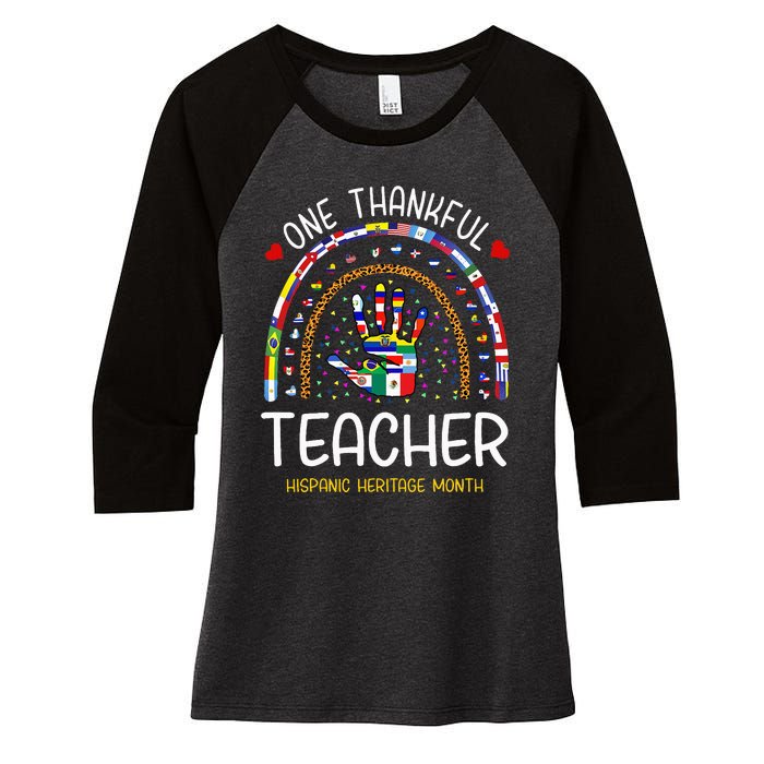 One Thankful Teacher Hispanic Heritage month Countries Flags Women's Tri-Blend 3/4-Sleeve Raglan Shirt