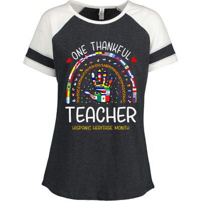 One Thankful Teacher Hispanic Heritage month Countries Flags Enza Ladies Jersey Colorblock Tee