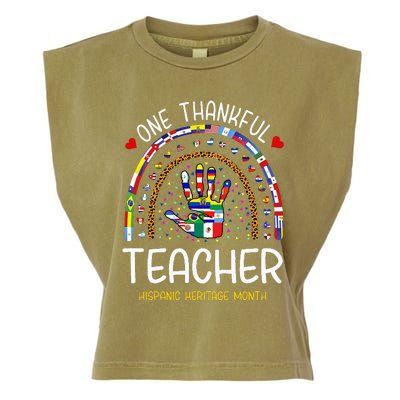 One Thankful Teacher Hispanic Heritage month Countries Flags Garment-Dyed Women's Muscle Tee